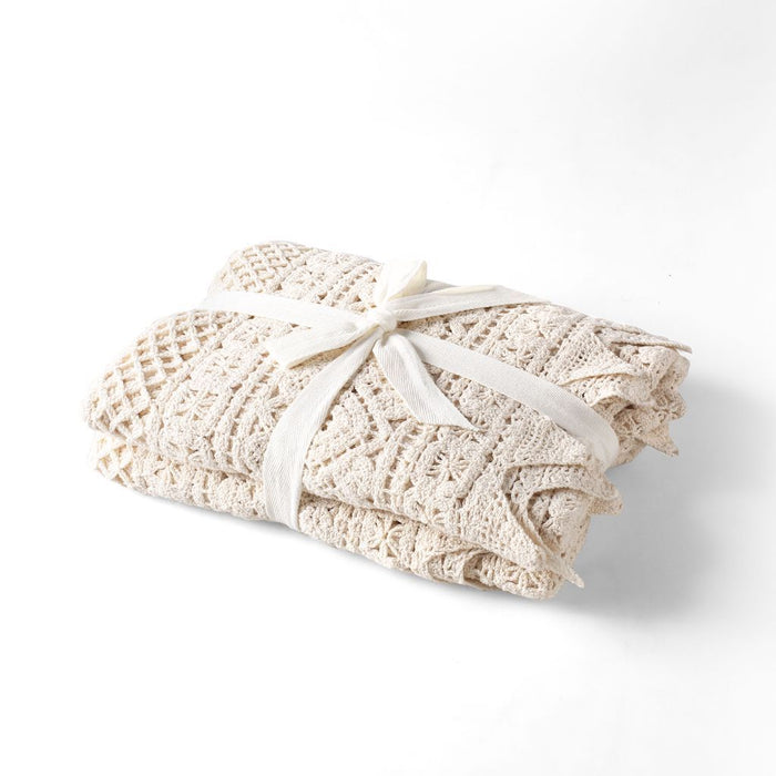 Tenille Vintage Crochet Lace Throw - Natural