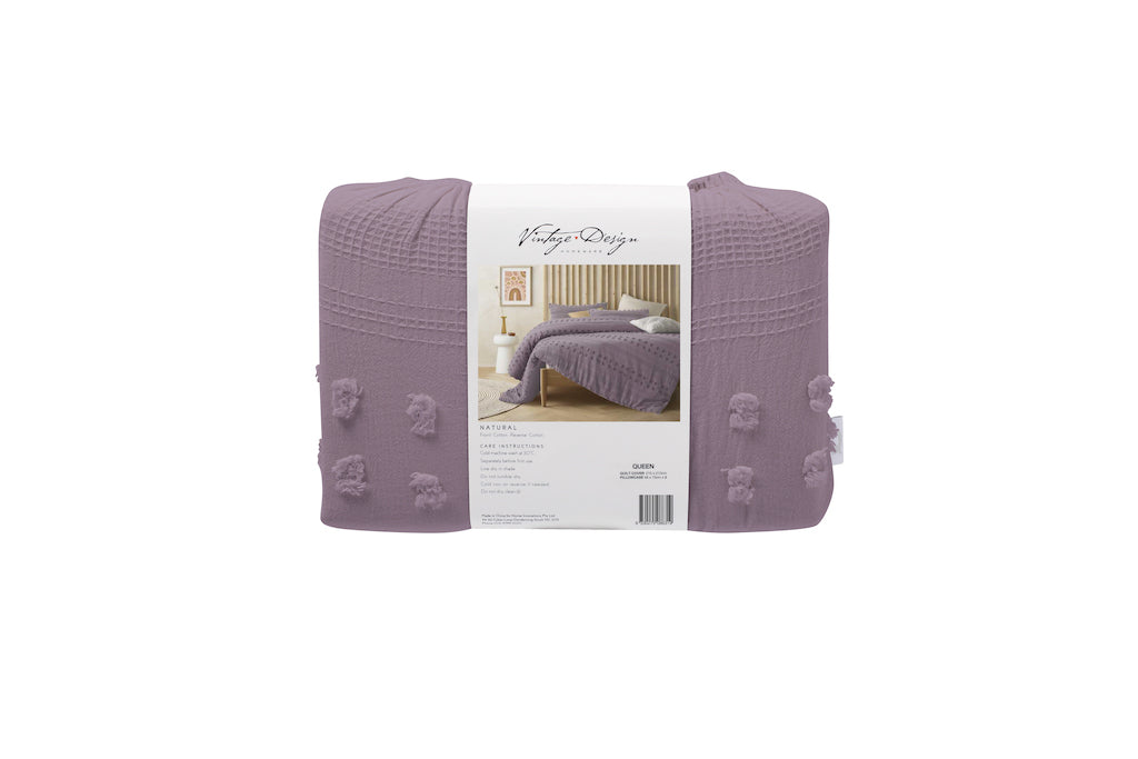 Sans Sovci 100% Cotton Quilt Cover Set - Lilac