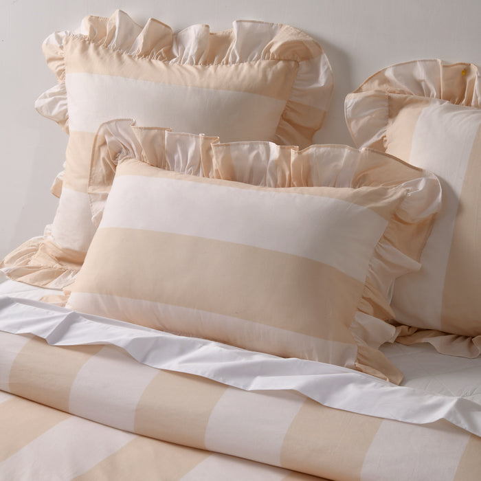 Vintage Design Candy Ruffle Washed Cotton Quilt Cover Set - Natural