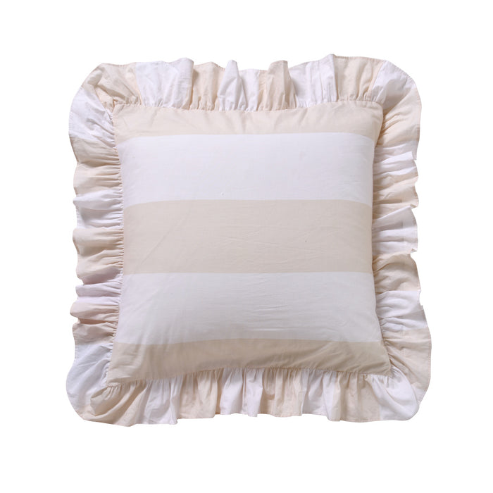 Vintage Design Candy Ruffle Washed Cotton Quilt Cover Set - Natural