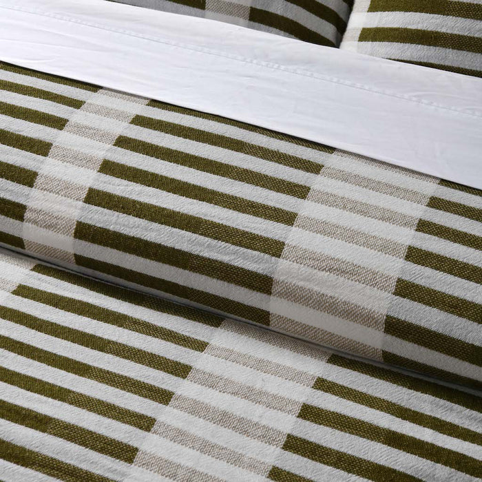 Vintage Design Tempo Yarn Dyed Cotton Jacquard Quilt Cover Set  - Olive Green