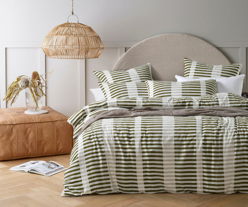 Vintage Design Tempo Yarn Dyed Cotton Jacquard Quilt Cover Set  - Olive Green