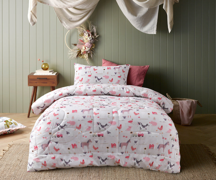 Happy Kids Reversible Comforter Set - Farmyard Friends