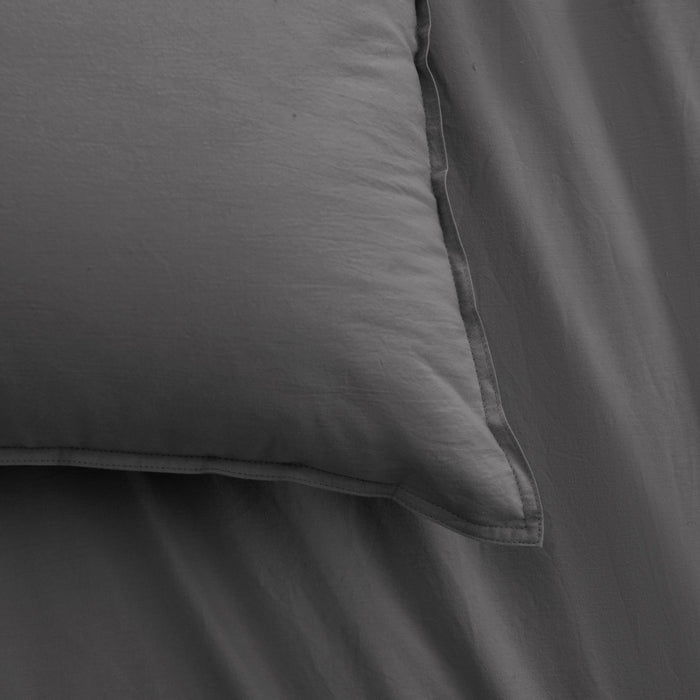 Accessorize Stone Washed 100% Cotton Quilt Cover Set - Charcoal
