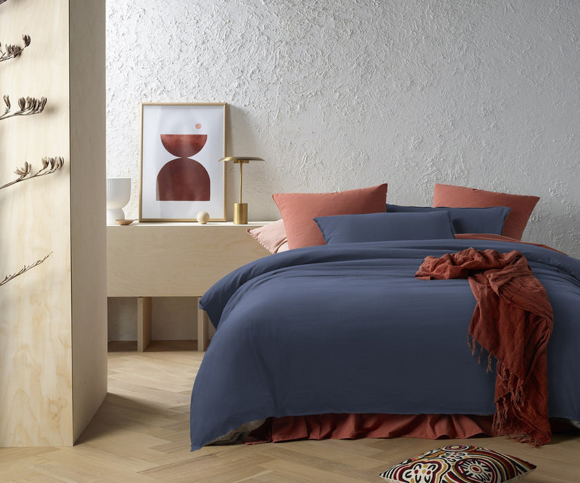 Accessorize Stone Washed 100% Cotton Quilt Cover Set - Denim