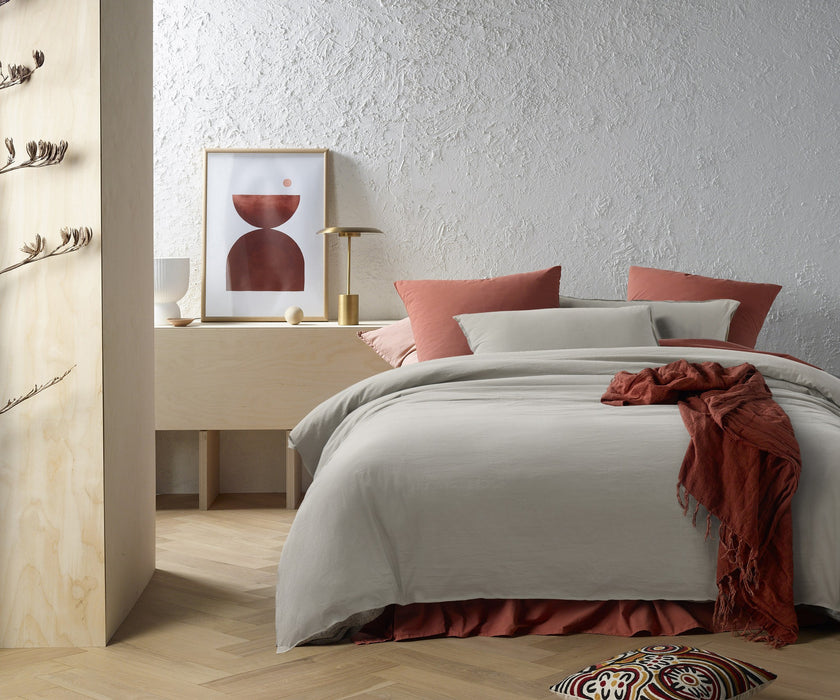 Accessorize Stone Washed 100% Cotton Quilt Cover Set - Stone
