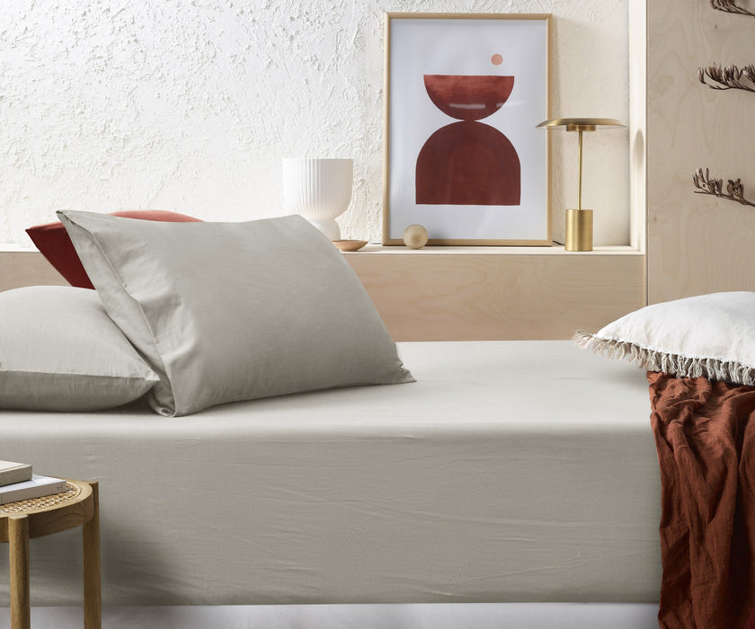 Accessorize Stone Washed 100% Cotton Fitted Sheet Set - Stone