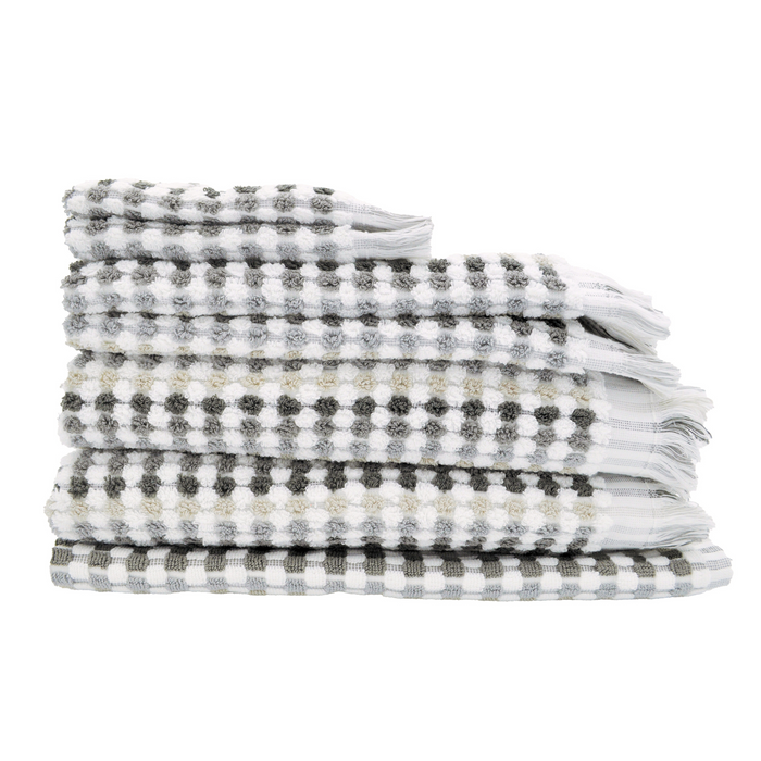 100% Cotton Pom Pom Towels - 7 Piece Set - Grey