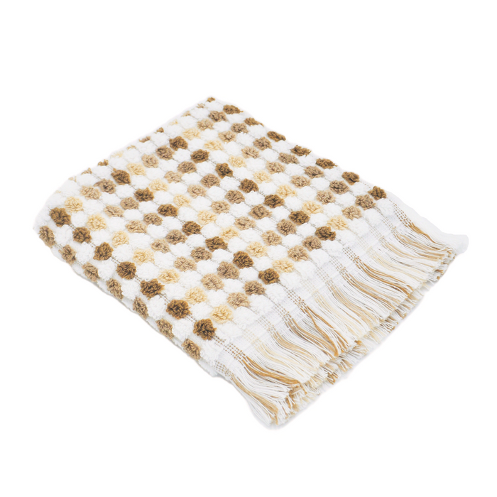 100% Cotton Pom Pom Towels - 7 Piece Set - Natural Tones
