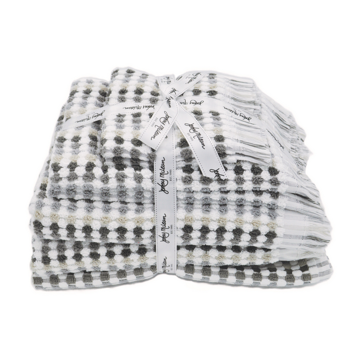 100% Cotton Pom Pom Towels - 7 Piece Set - Grey