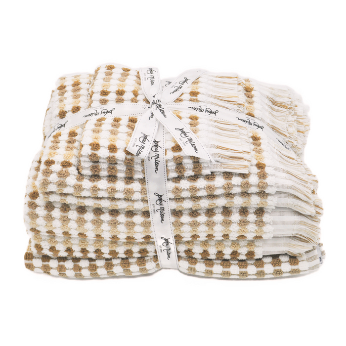 100% Cotton Pom Pom Towels - 7 Piece Set - Natural Tones