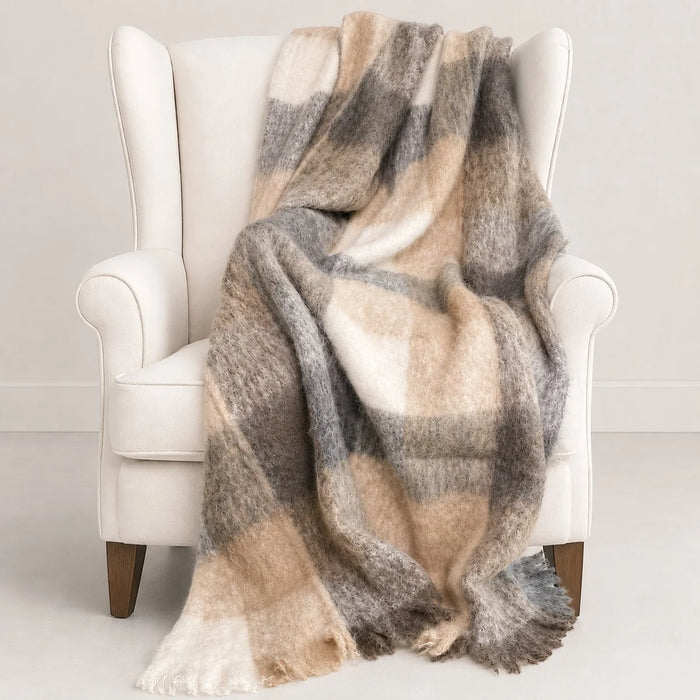 NEW Brushed Australian Alpaca Throw - Natural Block