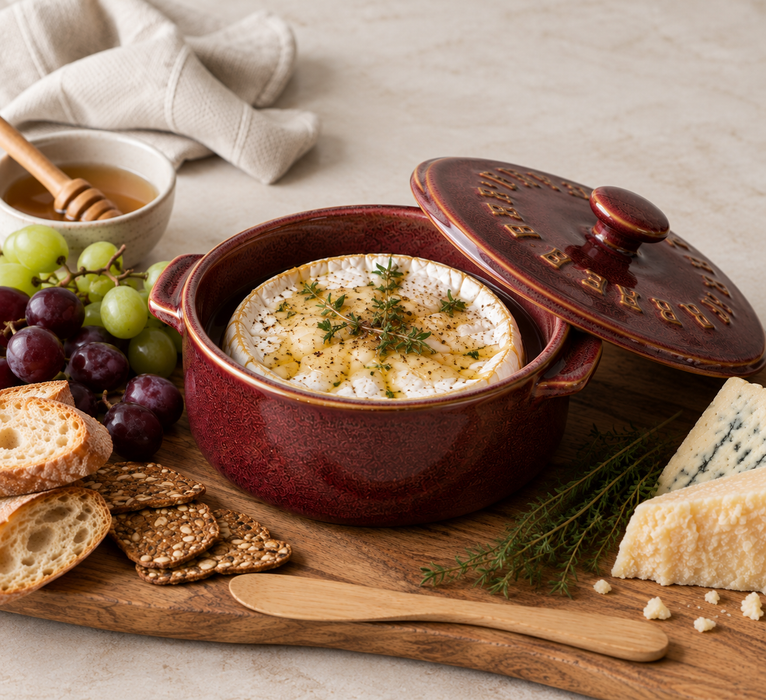 Ceramic Brie Baker  - Burgundy