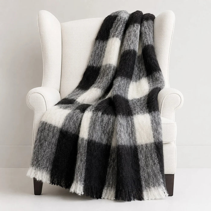 Brushed Australian Alpaca Throw - Black and White