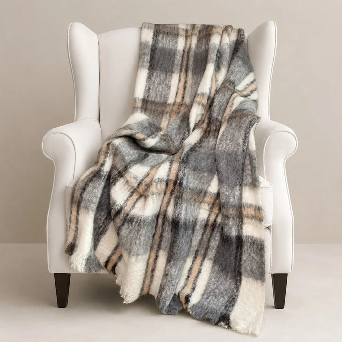 NEW Brushed Australian Alpaca Throw - Grey Apache