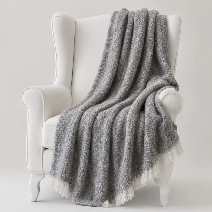 Brushed Australian Alpaca Throw - Grey