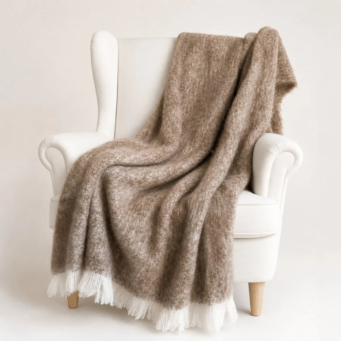 Brushed Australian Alpaca Throw - Pumice