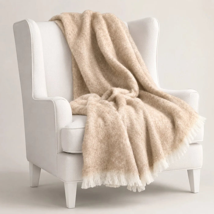 Brushed Australian Alpaca Throw - Sand