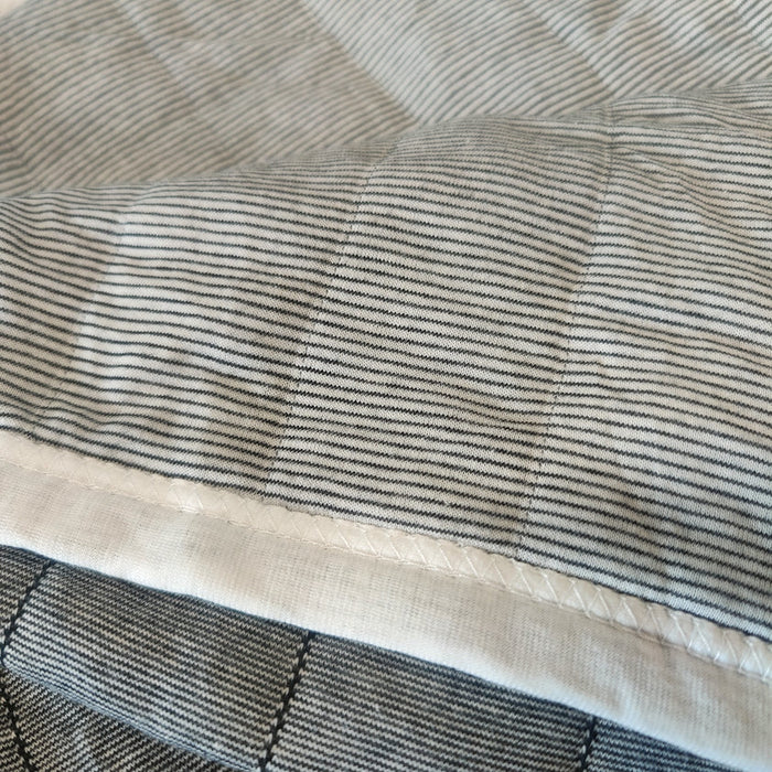Cotton Quilted Bed Cover Massive Blanket 230x200cm - Dark Grey Thin Striped