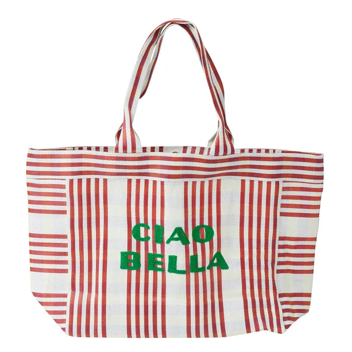 Recycled Plastic Beach Tote - Ciao Bella Red