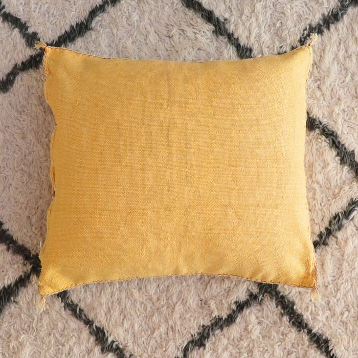 Moroccan Cactus Silk Feather Filled Cushion - Yellow and Baby Blue Motifs