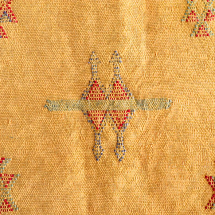 Moroccan Cactus Silk Cushion Cover - Yellow with Red, Green and Blue Berber Motifs