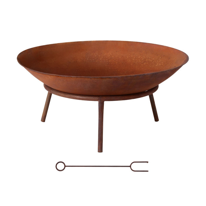 Rustic Round Outdoor Fire Pit on Stand - 56cm