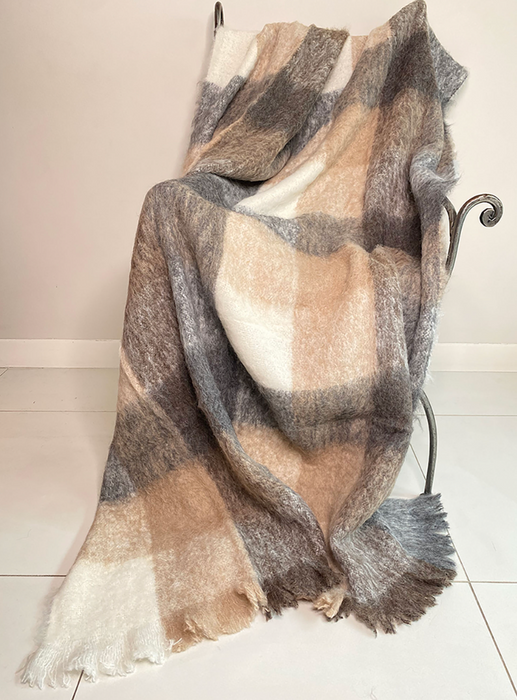 NEW Brushed Australian Alpaca Throw - Natural Block