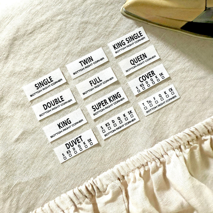 Bedding Bundler - Bed Sheet Labels for identifying different Bedding Sizes (Pack of 4)