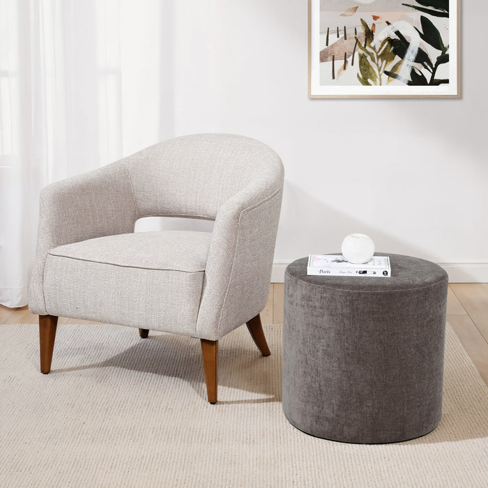Sabo Small Velvet Ottoman -Walnut