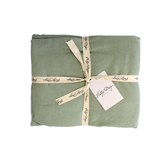 Vintage Washed Linen Cotton Tablecloth - 4 Sizes Available - Sage