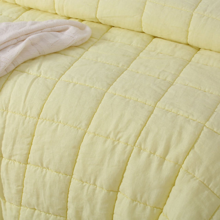 French Linen Quilt Coverlet Set - Butter