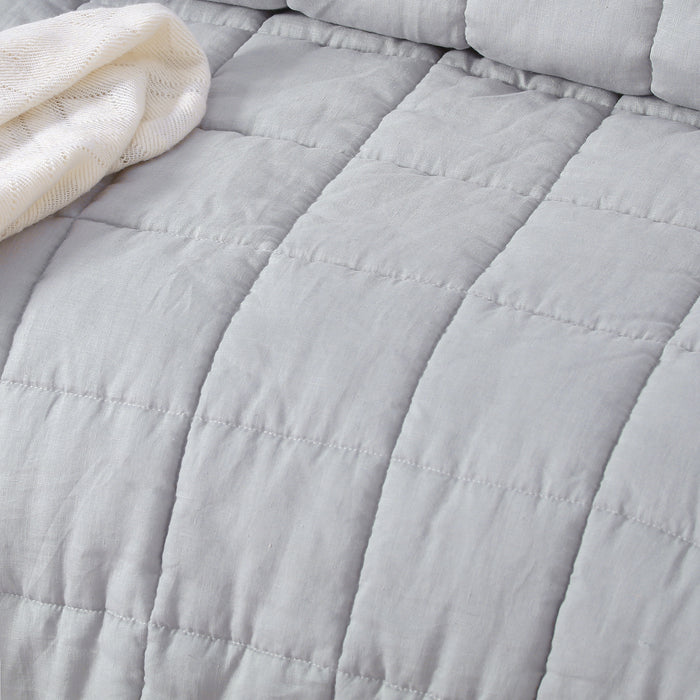 French Linen Quilt Coverlet Set - Dove Grey