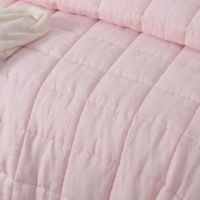 French Linen Quilt Coverlet Set - Blush