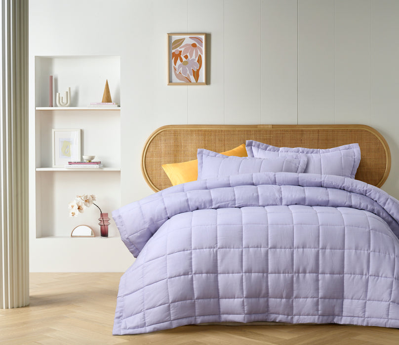 French Linen Quilt Coverlet Set - Lilac