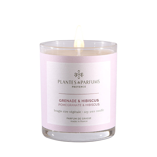Plantes & Parfums - 180g Perfumed Hand Poured Candle - Pomegranate & Hibiscus