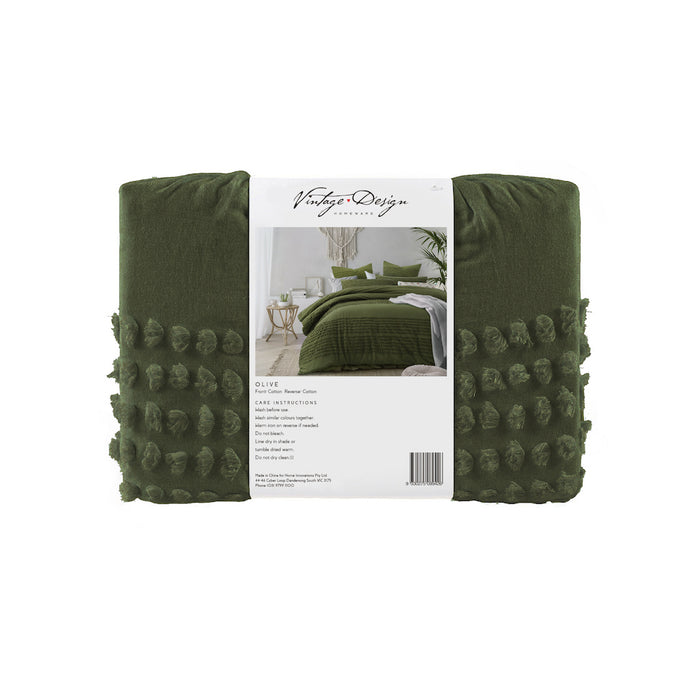 NEW Betty 100% Cotton Quilt Cover Set- Olive