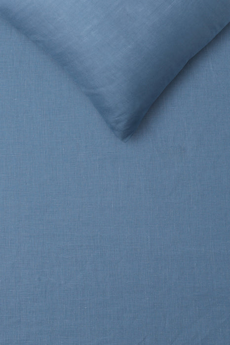100% French Flax Linen Quilt Cover Set - Steel Blue