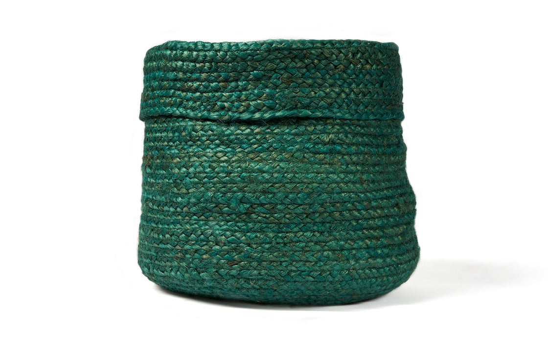 Asher Hand Loomed Jute Basket - Green (3 sizes available)
