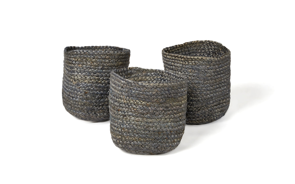 Asher Hand Loomed Jute Basket - Grey (3 sizes available)