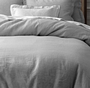 DOUX 100% Pure French Flax Linen Quilt Cover Set - Grey