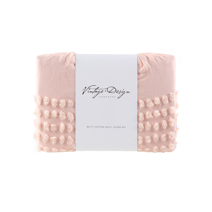 Betty 100% Cotton Quilt Cover Set- Blush