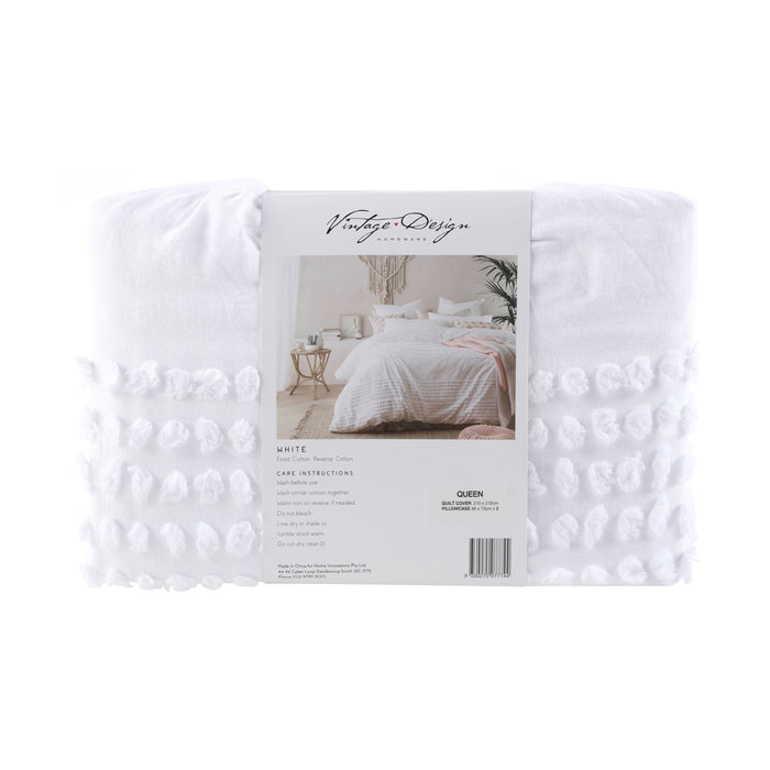 Betty 100% Cotton Quilt Cover Set- White