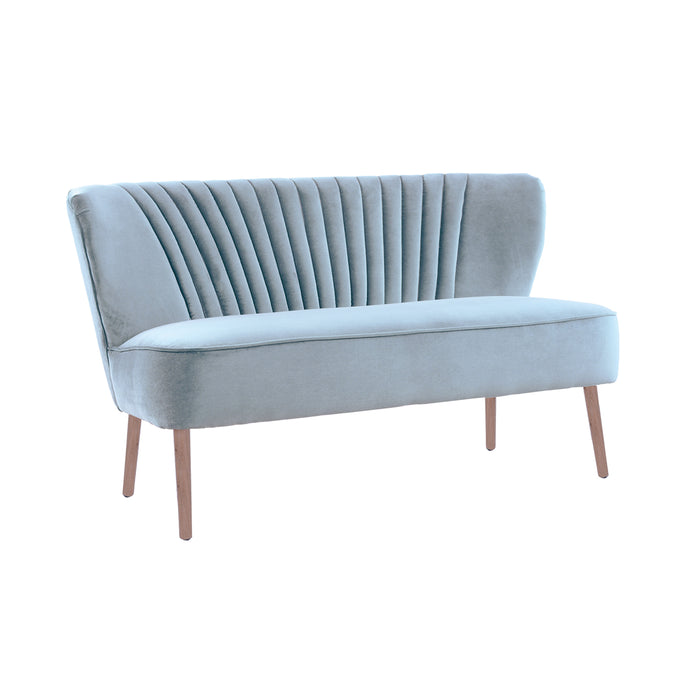 Coco Velvet Two Seater Sofa with Black Wooden Legs - Blue Grey