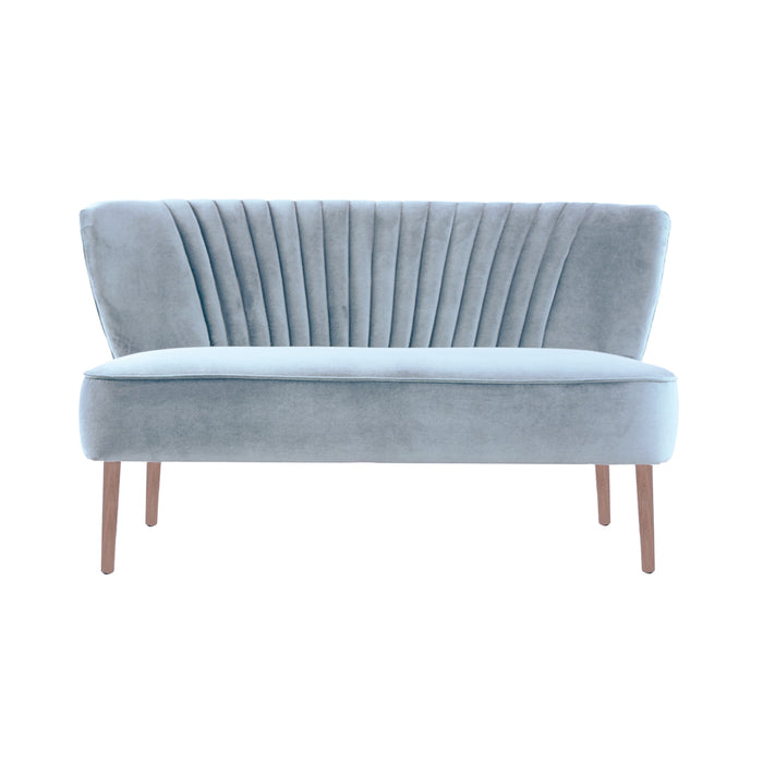 Coco Velvet Two Seater Sofa with Black Wooden Legs - Blue Grey