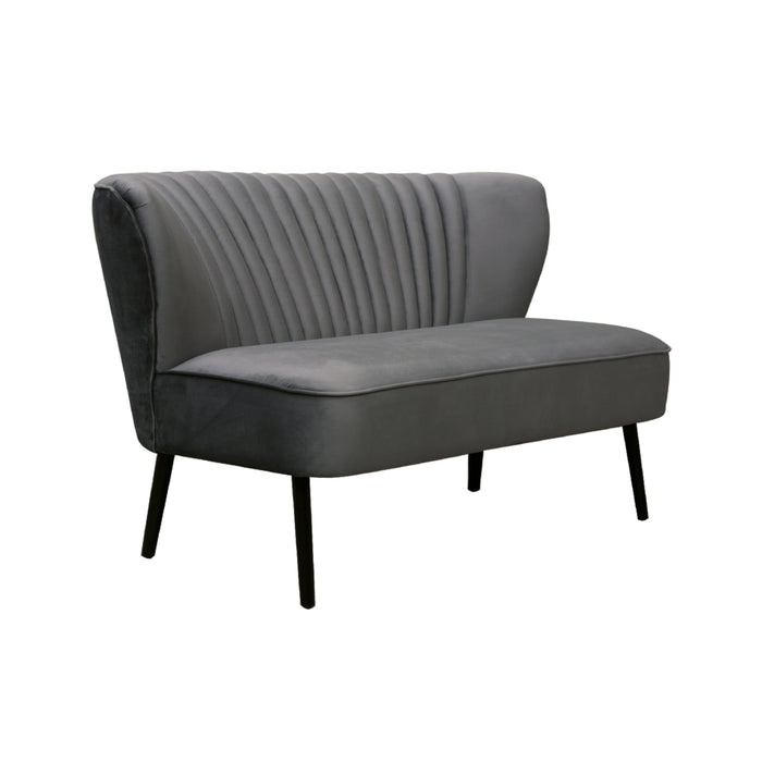 Coco Velvet Two Seater Sofa with Black Wooden Legs - Charcoal