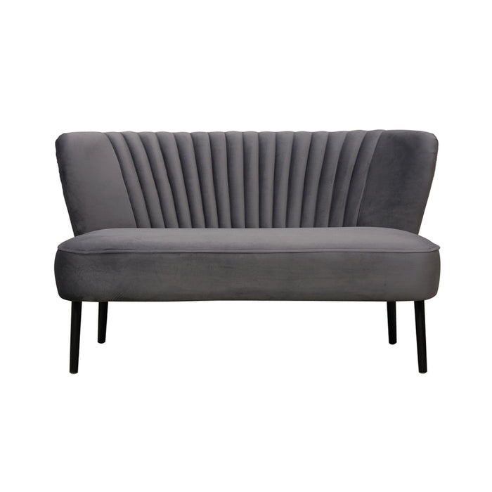 Coco Velvet Two Seater Sofa with Black Wooden Legs - Charcoal