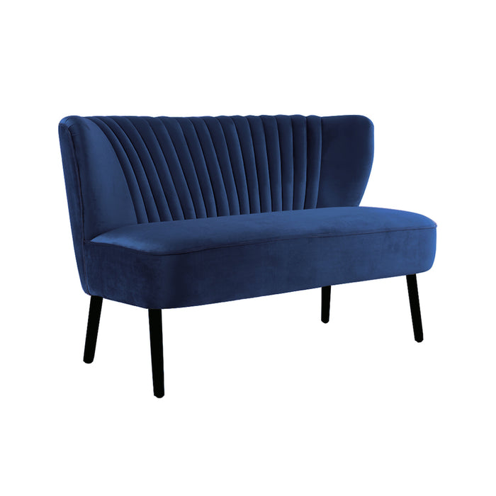 Coco Velvet Two Seater Sofa with Black Wooden Legs - French Navy