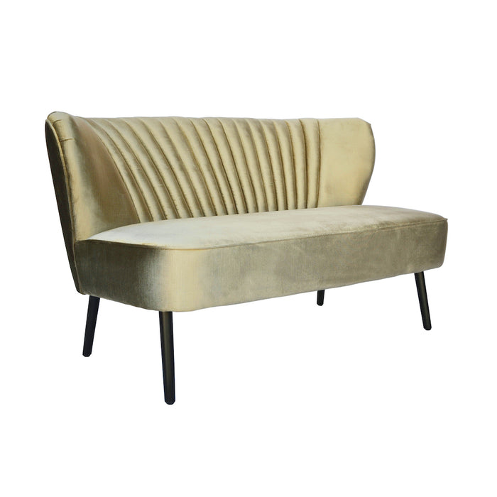 Coco Velvet Two Seater Sofa with Black Wooden Legs - Vintage Gold