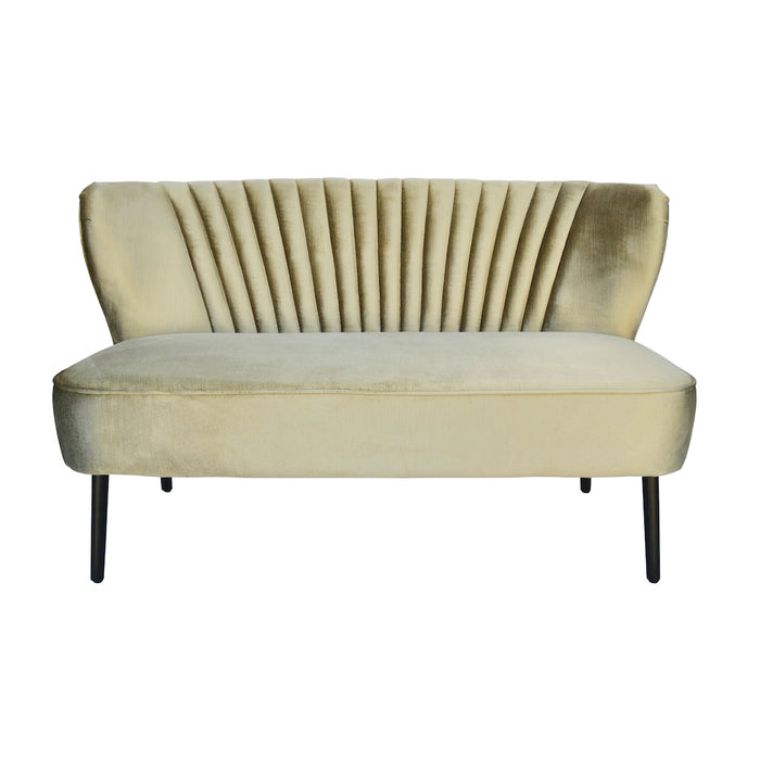 Coco Velvet Two Seater Sofa with Black Wooden Legs - Vintage Gold